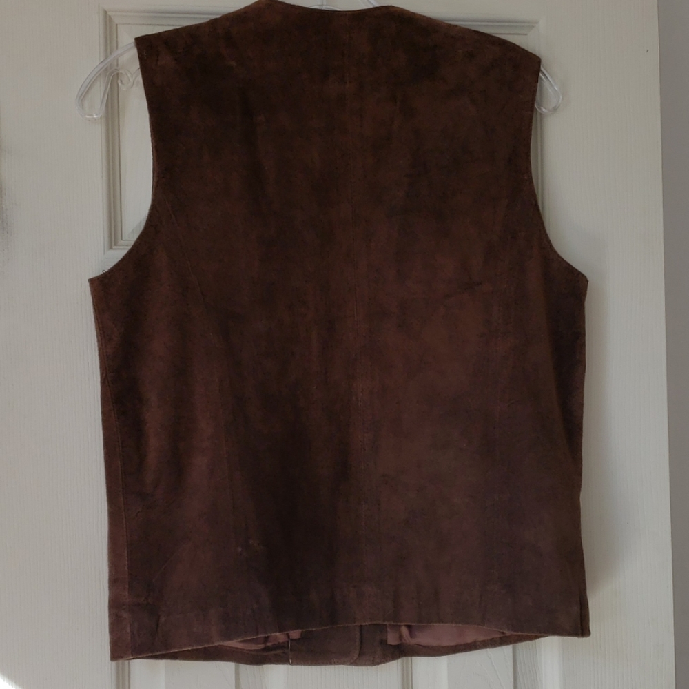 Chocolate Brown Suied Button Down Vest - image 5